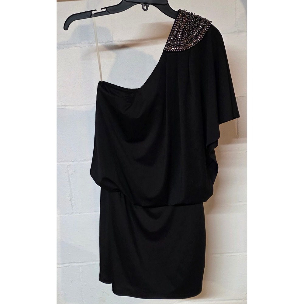 Speechless One Shoulder Dress Black Embellished Beaded Shoulder Medium